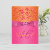 Pink and Orange Floral Sweet Sixteen Invitation (Standing Front)