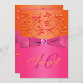Pink and Orange Floral Sweet Sixteen Invitation (Front/Back)