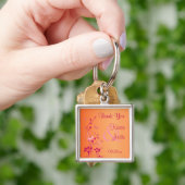 Pink and Orange Floral Thank You Keychain (Hand)