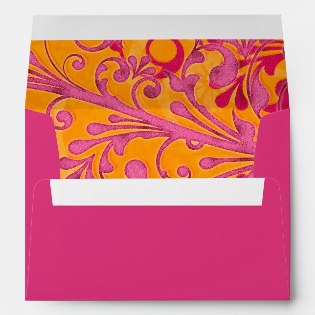 Pink and Orange Floral Wedding A-7 Envelopes (Back (Bottom))