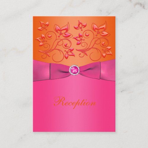 Pink and Orange Floral Wedding Enclosure Card Business Card Template
