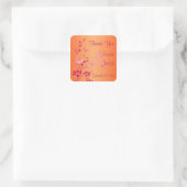 Pink and Orange Floral Wedding Favor Sticker (Bag)
