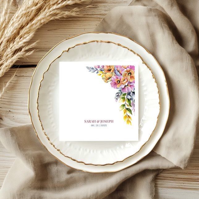 Pink and Orange Floral Wedding Napkins (Creator Uploaded)