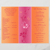 Pink and Orange Floral Wedding Program (Back)