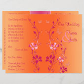 Pink and Orange Floral Wedding Program (Front/Back)