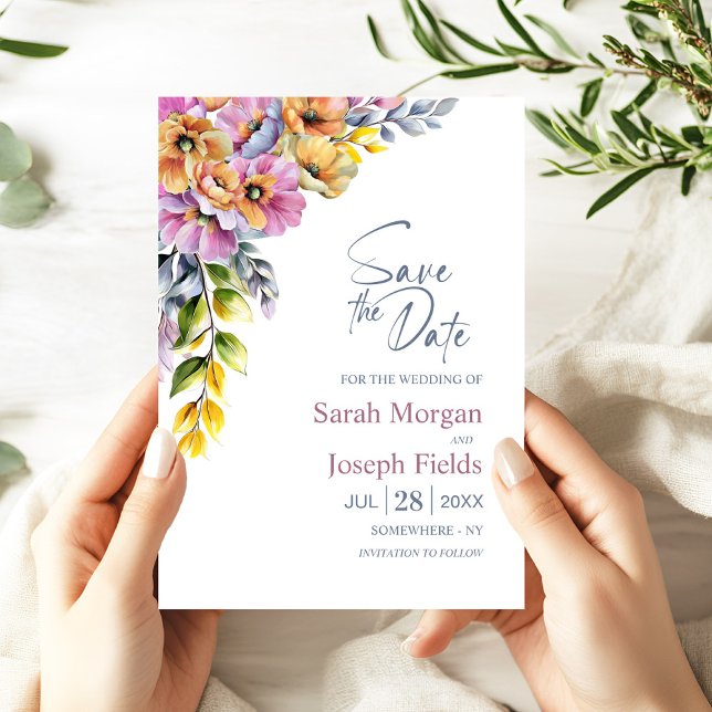 Pink and Orange Floral Wedding Save the Date Invitation (Creator Uploaded)