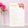 Pink and Orange Floral What did the Groom Say Game