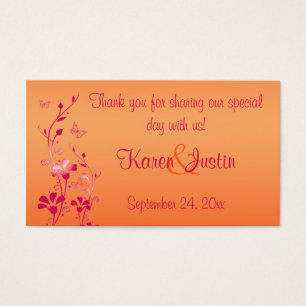 Pink and Orange Floral with Butterflies Favor Tag