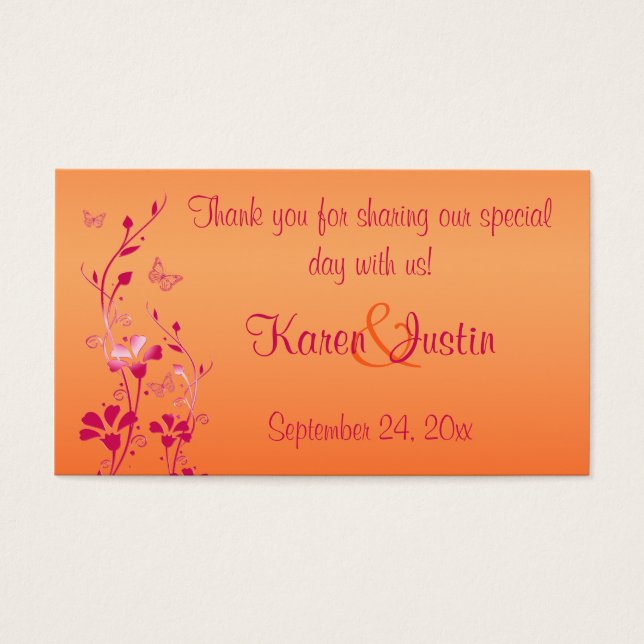 Pink and Orange Floral with Butterflies Favor Tag (Front)