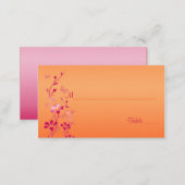Pink and Orange Floral with Butterflies Placecards (Front/Back)
