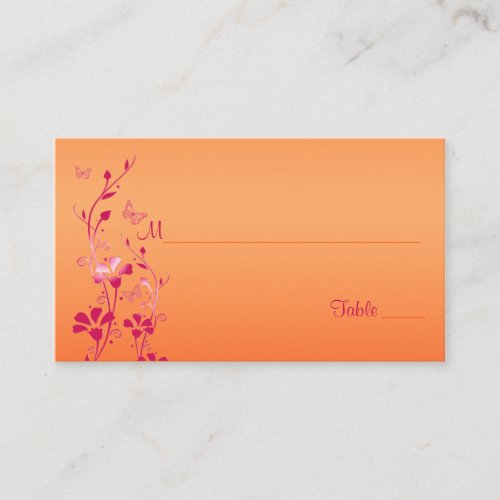Pink and Orange Floral with Butterflies Placecards Business Cards