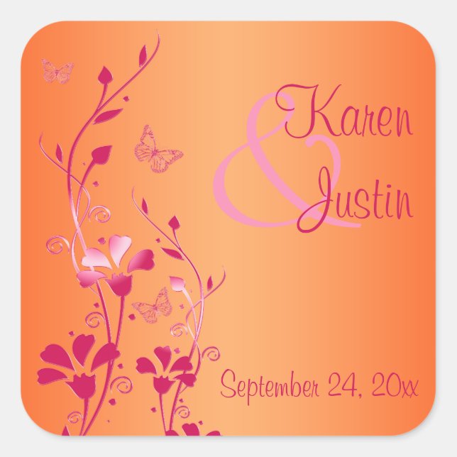Pink and Orange Floral with Butterflies Sticker (Front)