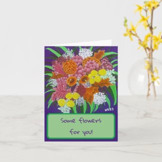 Pink and Orange Flower Bouquet Card (Blank)