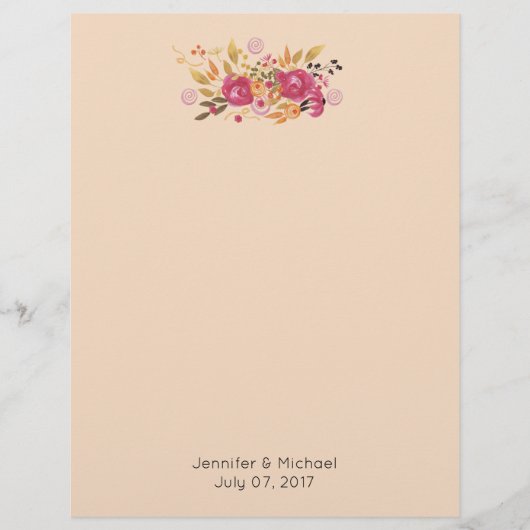 Pink and Orange Flower Bouquet on Peach Background (Front)
