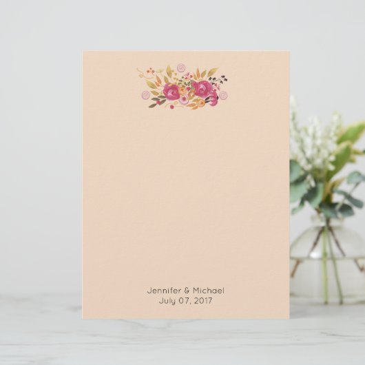 Pink and Orange Flower Bouquet on Peach Background (Standing Front)