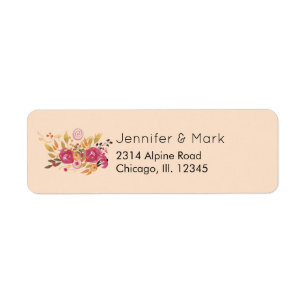 Pink and Orange Flower Bouquet on Peach Background Label