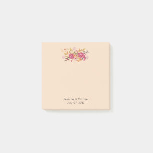 Pink and Orange Flower Bouquet on Peach Background Post-it Notes