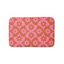 Pink and Orange Flowers on Mid Century Scallop 