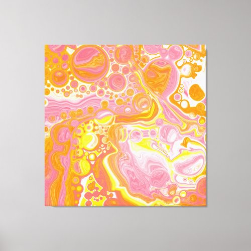 Pink and Orange Fluid Art Canvas Print