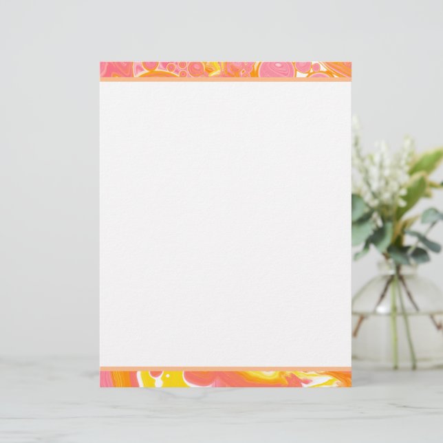 Pink and Orange Fluid Art Letterhead (Standing Front)