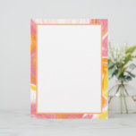 Pink and Orange Fluid Art Letterhead<br><div class="desc">Coral,  yellow and orange pour painting cells marble like swirls abstract art.</div>