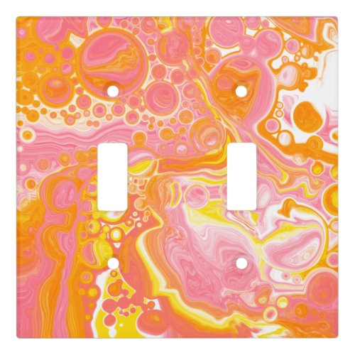 Pink and Orange Fluid Art  Light Switch Cover