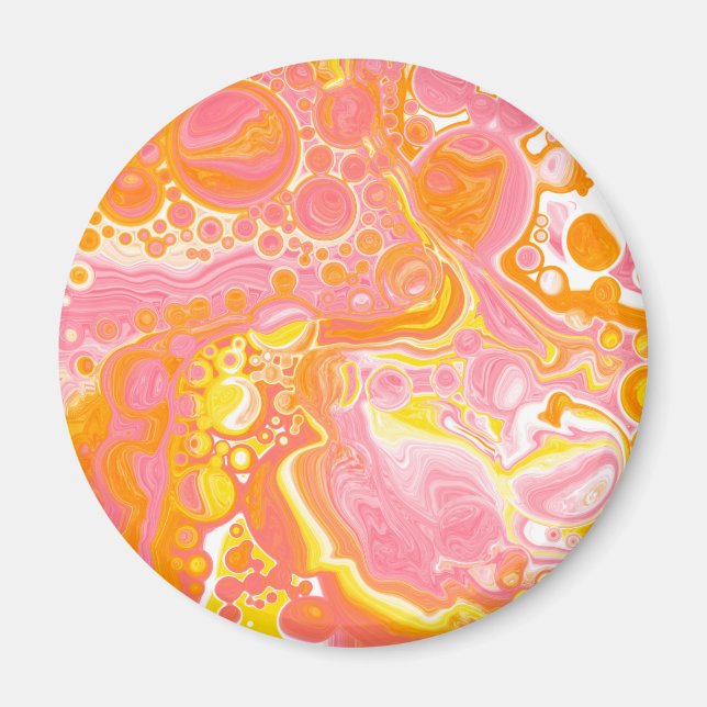 Pink and Orange Fluid Art  Magnet (Front)