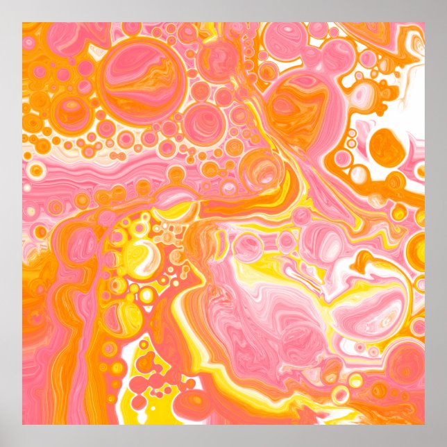 Pink and Orange Fluid Art Poster (Front)