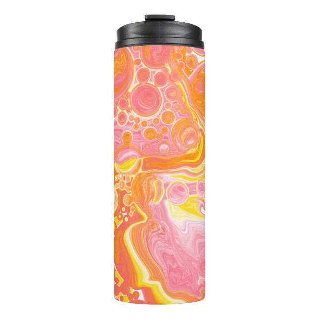 Pink and Orange Fluid Art  Thermal Tumbler (Front)