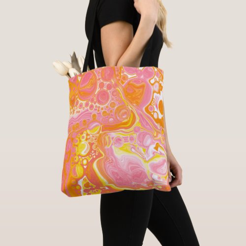 Pink and Orange Fluid Art Tote Bag