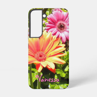 Pink and Orange Gerber Daisies -* personalize* Samsung Galaxy S22 Case