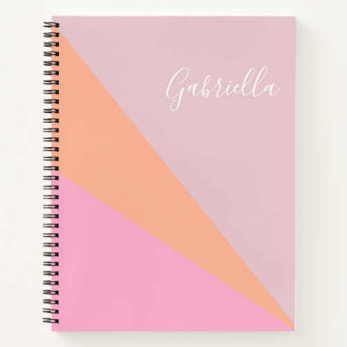 Pink and Orange Girly Geometric Personalized  Notebook