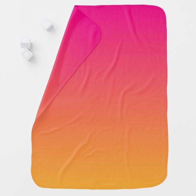 Pink and orange gradient baby blanket (In Situ)