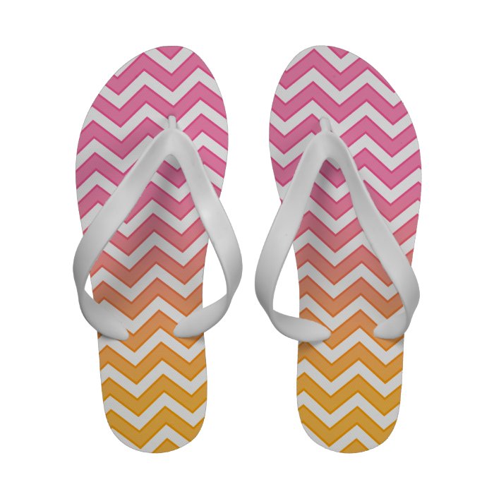 Pink And Orange Gradient Chevron Pattern Flip Flops