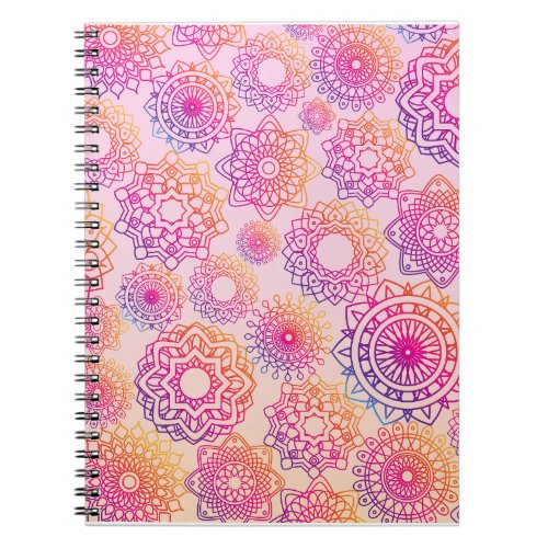 Pink and Orange Gradient Mandala Notebook