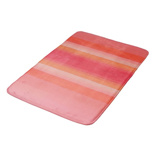 pink and orange gradient stripes bath mat (Angled)
