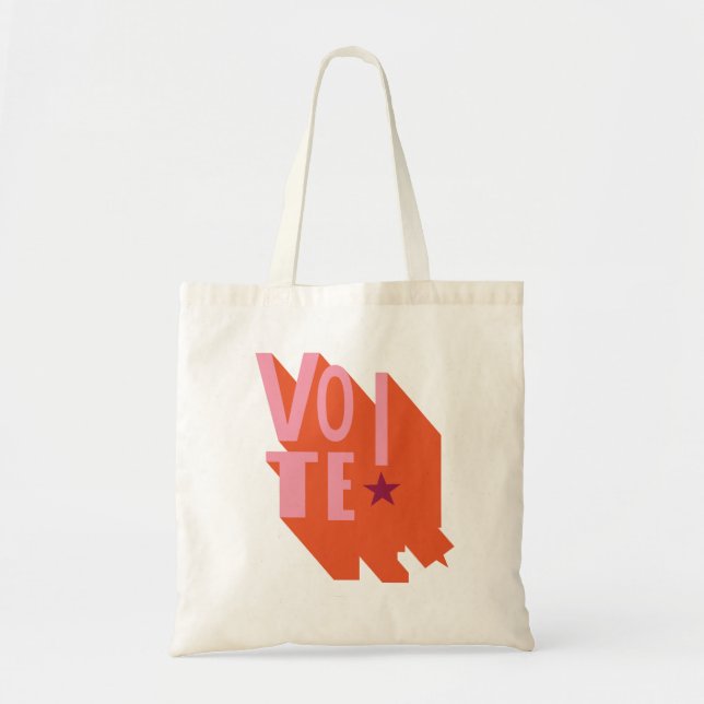 Pink and Orange Graphic VOTE! Tote Bag (Front)