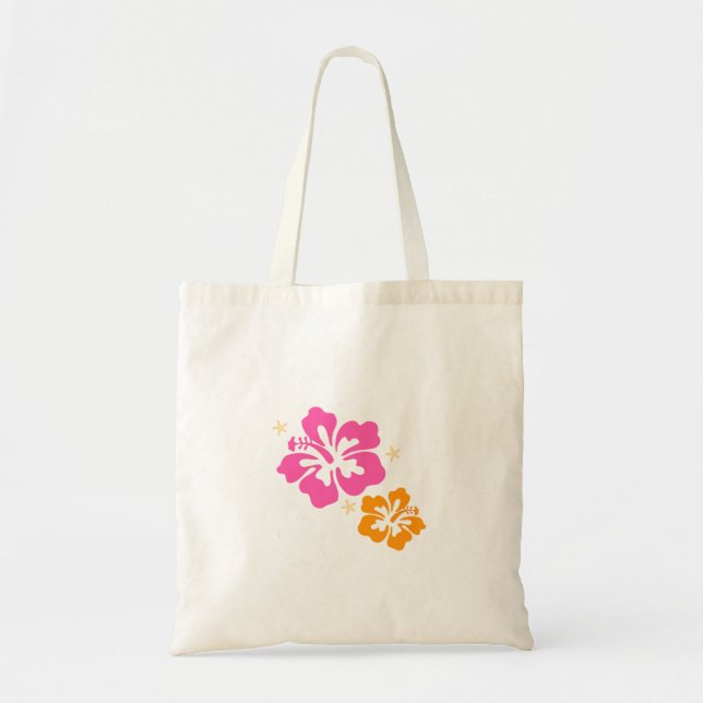 Pink and orange hibiscus flower Tote Bag (Front)