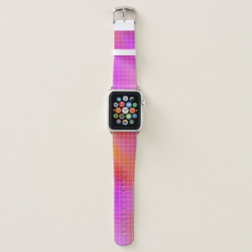 Pink and Orange Holographic Grid Apple Watch Band