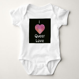 Pink and Orange I Heart Queer Love Baby Bodysuit
