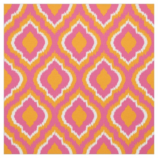 Pink and Orange Ikat Moroccan Fabric