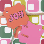 Pink and Orange Joy Retro 1970s Lettering Favor Tags<br><div class="desc">Add some joy to your Christmas gifts with these retro style paper tags. They feature the word "JOY" spelled out in bold retro 1970s style lettering in pink against an orange background. The reverse side has coordinating colors and spots for you to write in your own names.</div>