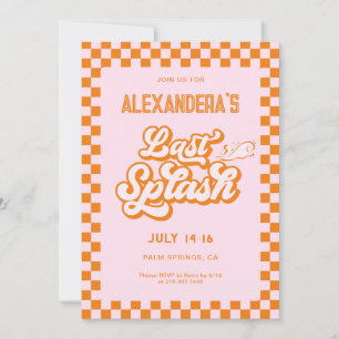 Pink and Orange Last Splash Bachelorette Party  Invitation