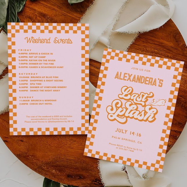  Pink and Orange Last Splash Bachelorette Party  Invitation (Creator Uploaded)