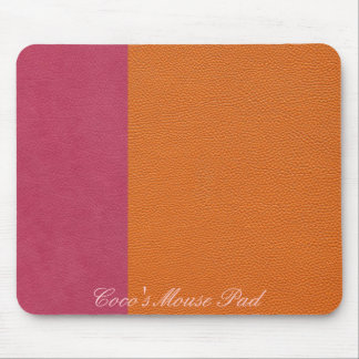 Pink and Orange Leather Look Mouse Pad