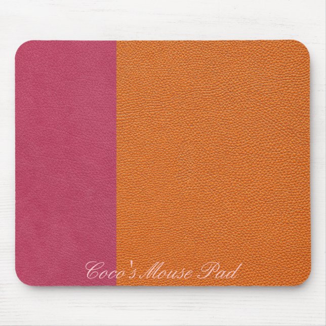 Pink and Orange Leather Look Mouse Pad (Front)