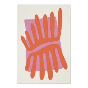 Pink and Orange Leaves Matisse Inspired Abstract Poster