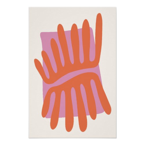 Pink and Orange Leaves Matisse Inspired Abstract Poster