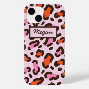 Pink and Orange Leopard Animal Print Custom Case-Mate iPhone 14 Case