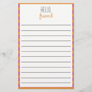Pink And Orange Lined Stationery